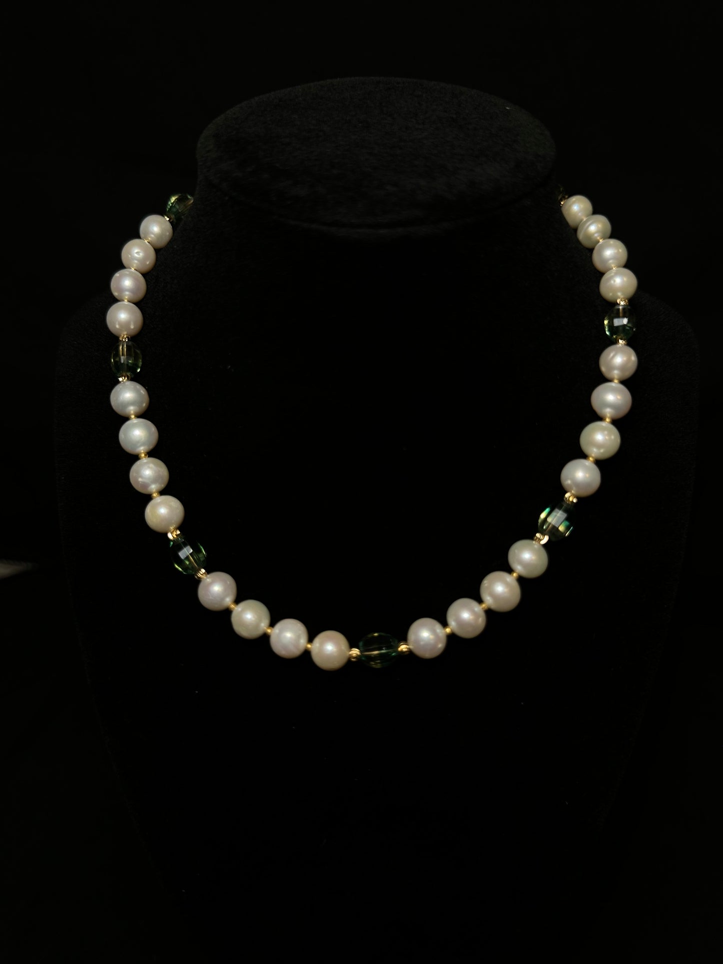 Emerald Mist Pearl Necklace & Earring Set
