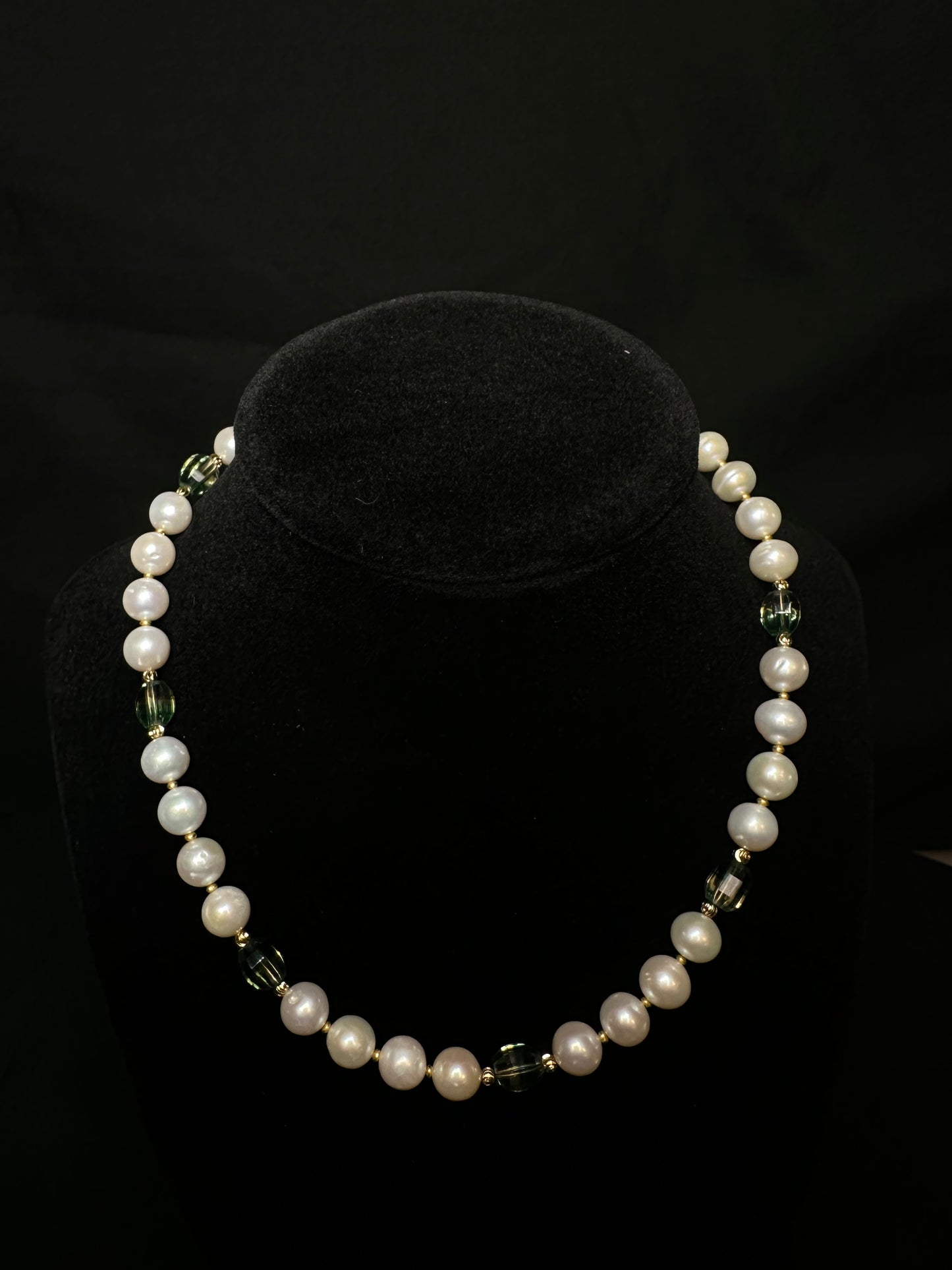 Emerald Mist Pearl Necklace & Earring Set