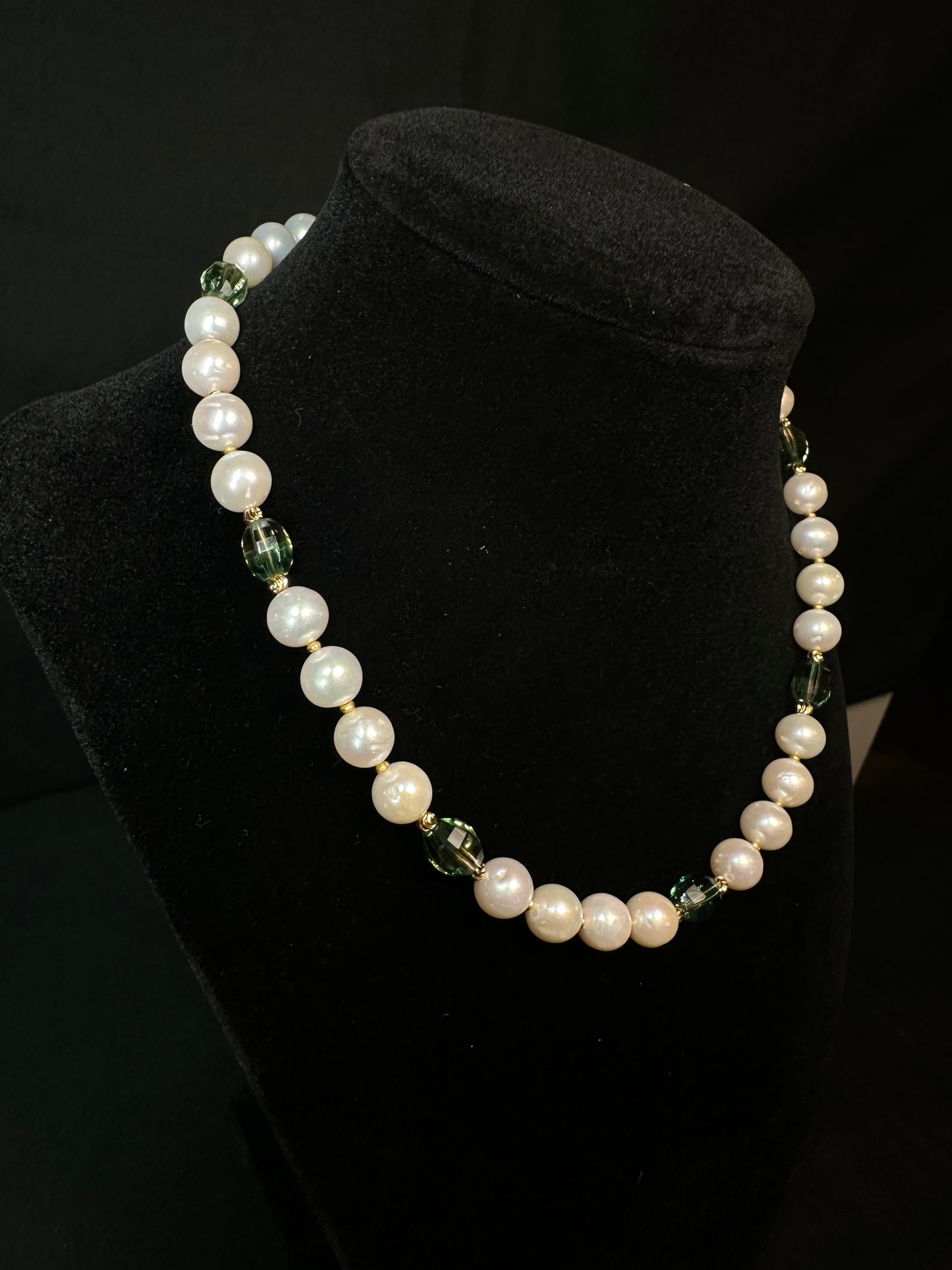 Emerald Mist Pearl Necklace & Earring Set