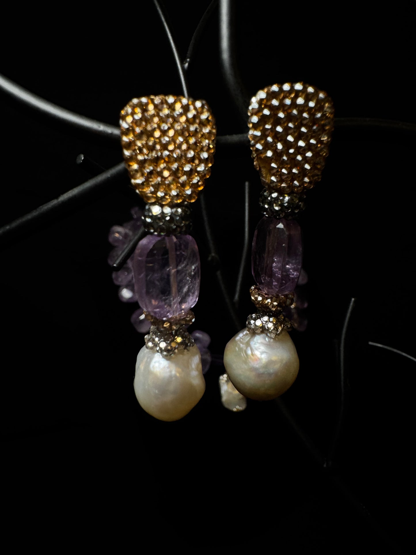 Amethyst & Baroque Pearl Necklace & Earrings