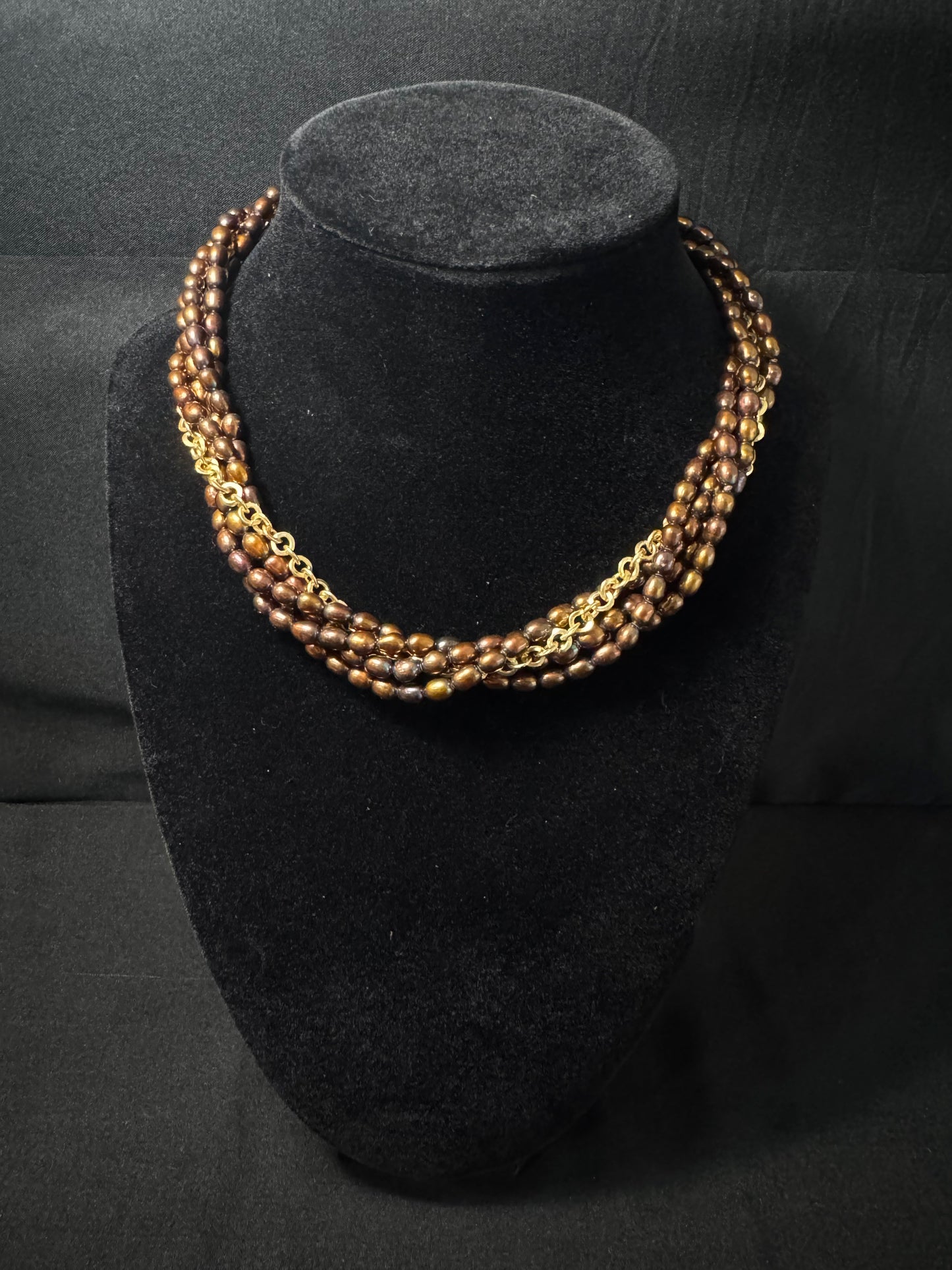 Sol de Tierra – Bronze Pearl Twist Necklace