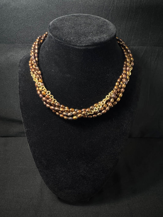 Sol de Tierra – Bronze Pearl Twist Necklace