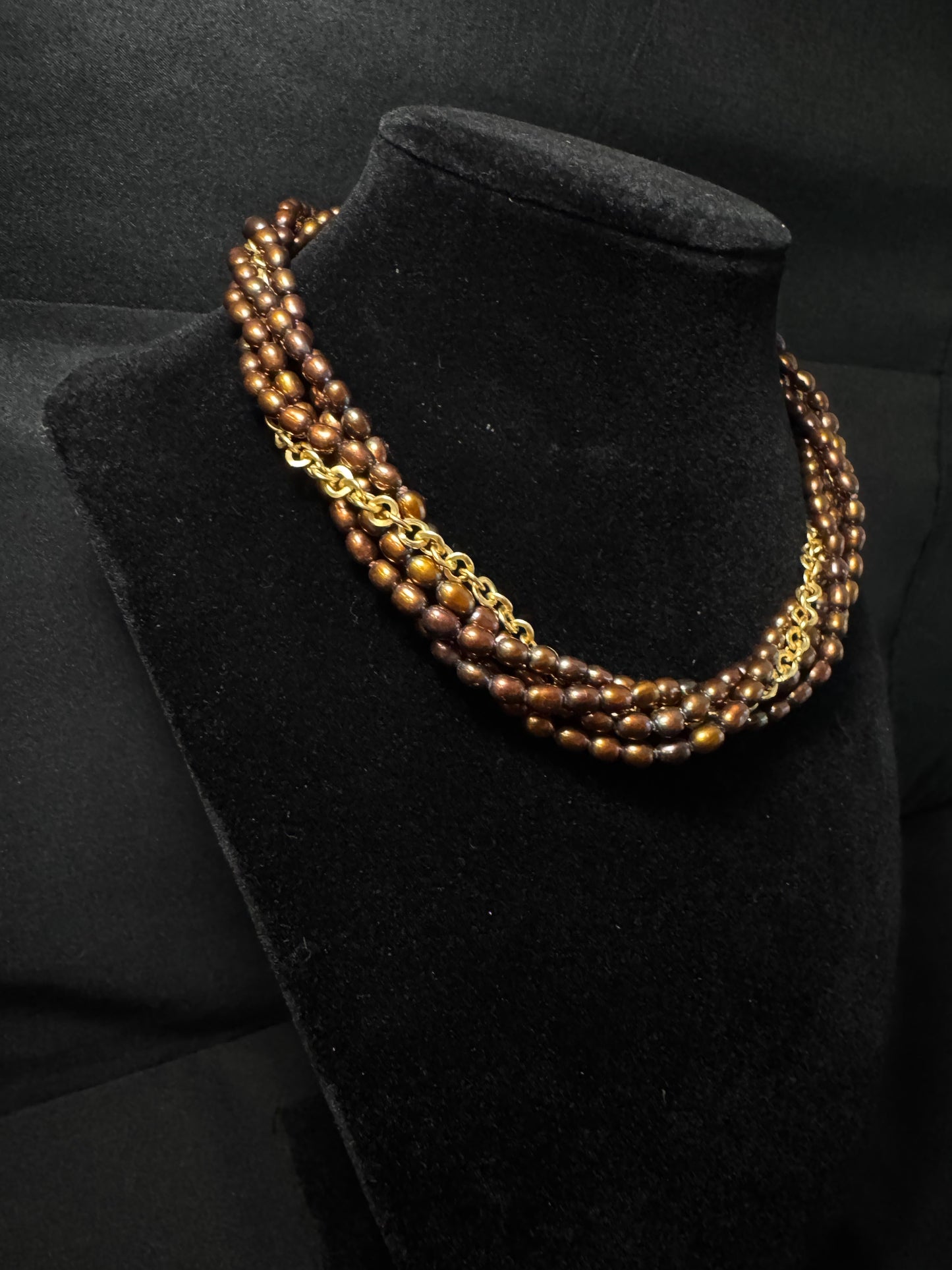 Sol de Tierra – Bronze Pearl Twist Necklace
