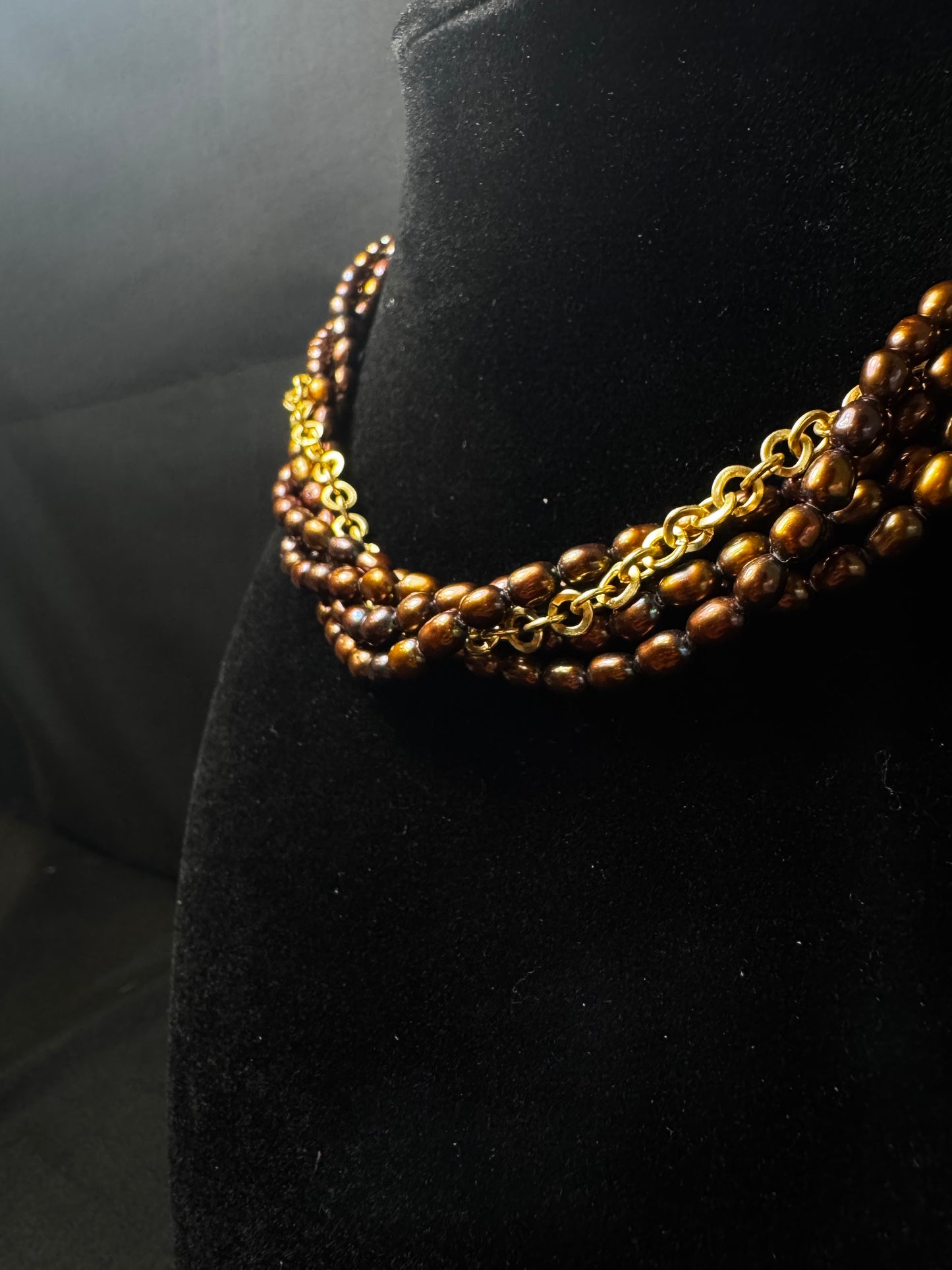 Sol de Tierra – Bronze Pearl Twist Necklace